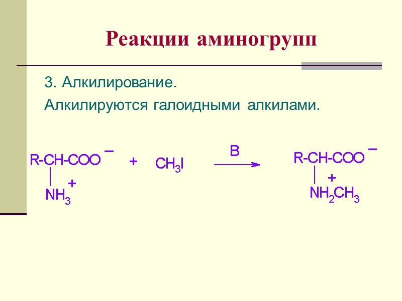 Реакции аминогрупп 3. Алкилирование. Алкилируются галоидными алкилами.